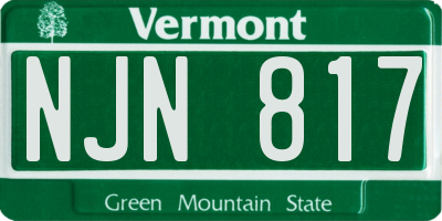 VT license plate NJN817
