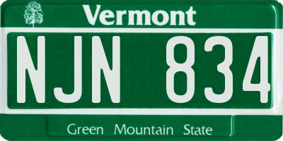 VT license plate NJN834
