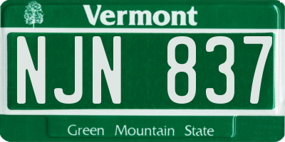 VT license plate NJN837