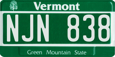 VT license plate NJN838