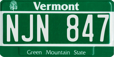 VT license plate NJN847