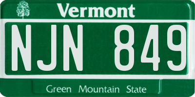 VT license plate NJN849