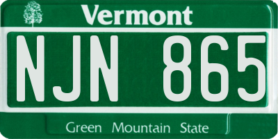 VT license plate NJN865