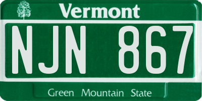 VT license plate NJN867