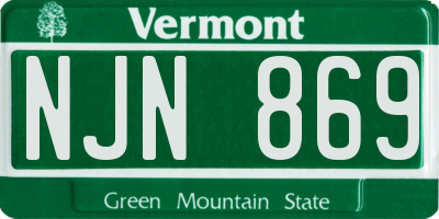 VT license plate NJN869