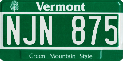 VT license plate NJN875