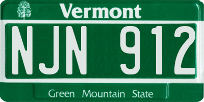 VT license plate NJN912