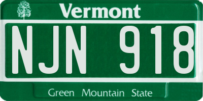 VT license plate NJN918
