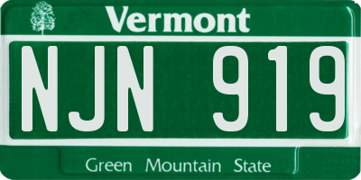 VT license plate NJN919
