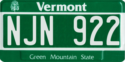 VT license plate NJN922