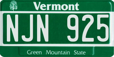 VT license plate NJN925