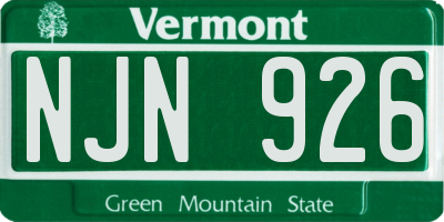 VT license plate NJN926