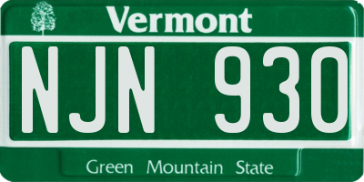 VT license plate NJN930