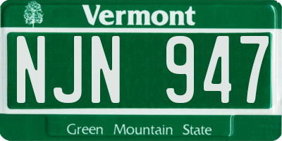 VT license plate NJN947