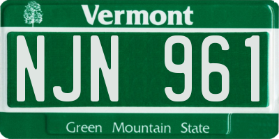 VT license plate NJN961