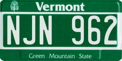 VT license plate NJN962