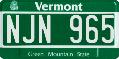 VT license plate NJN965