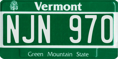 VT license plate NJN970