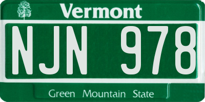 VT license plate NJN978