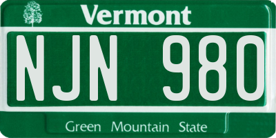 VT license plate NJN980