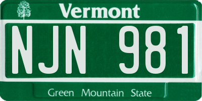 VT license plate NJN981
