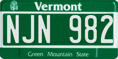 VT license plate NJN982