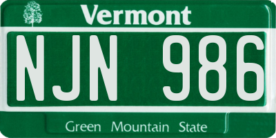 VT license plate NJN986
