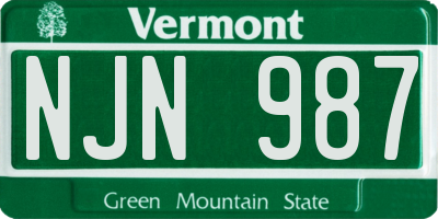 VT license plate NJN987