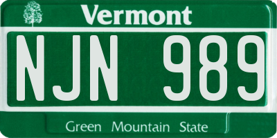 VT license plate NJN989