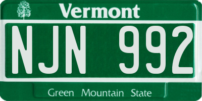 VT license plate NJN992