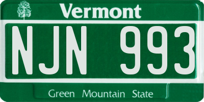 VT license plate NJN993