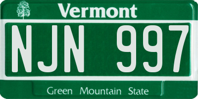 VT license plate NJN997