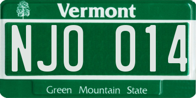 VT license plate NJO014