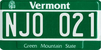 VT license plate NJO021