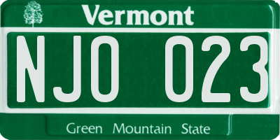 VT license plate NJO023