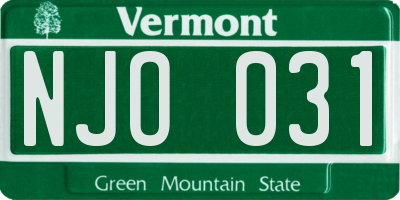 VT license plate NJO031