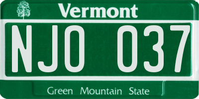 VT license plate NJO037