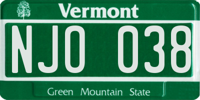 VT license plate NJO038