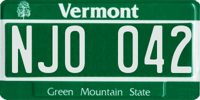 VT license plate NJO042