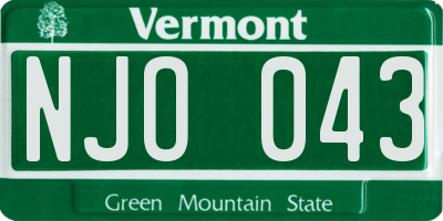VT license plate NJO043