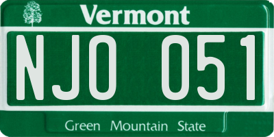 VT license plate NJO051