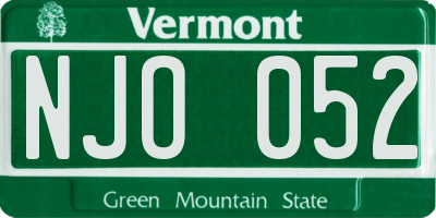 VT license plate NJO052