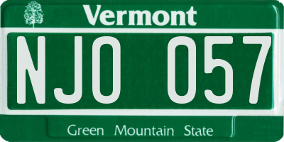 VT license plate NJO057