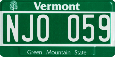VT license plate NJO059