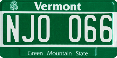VT license plate NJO066