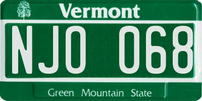 VT license plate NJO068