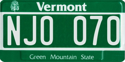VT license plate NJO070