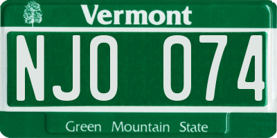 VT license plate NJO074