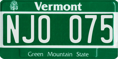 VT license plate NJO075