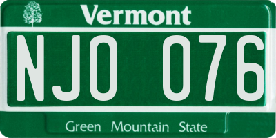 VT license plate NJO076